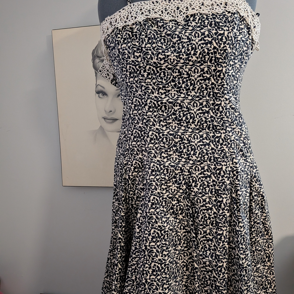 Nine West Black and Cream Drop Waist Dress